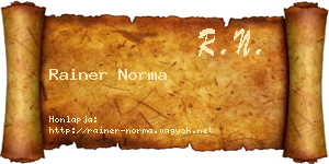 Rainer Norma névjegykártya